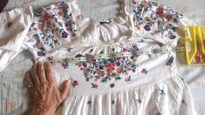 White Embroidered Floral Dress