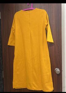 Winter wear Solid Mustard yellow Kurta