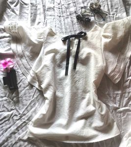 White Blouse with Bow Detail