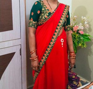 Designer Red Color Saree