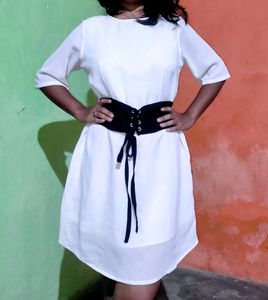 White Pretty Frock With Lace Detailing In Waist🖤?