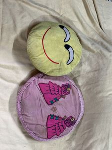 Fun Emoji & Doll Pillow Set