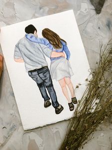 Custom faceless Handpainted watercolor portrait Artwork