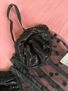 Black Polka Dot Corset Top