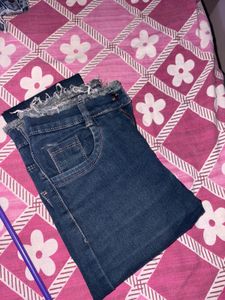 Dark Blue High-waist Skinny Jeans [streachable]