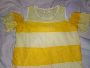 Yellow Striped Cold Shoulder Dress