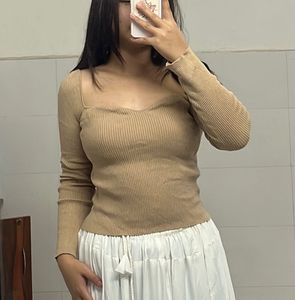 Shein Ribbed Knit Long Sleeve Top