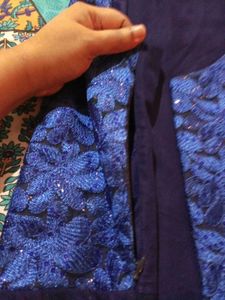 Elegant Blue Floral Dress Material