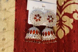 Red Jhumka Earrings , Get 1 Free