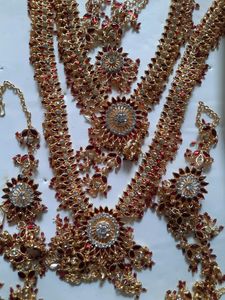 Traditional Red N White Dimond Bridal Set
