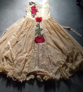 Pretty Golden Gown For Festival Wedding