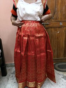1-TimeUsedGirls Red&amp;White LehengaCholi-PattuPavada