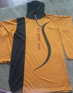 Summer Hoodie T Shirt Yellow With Orange Black
