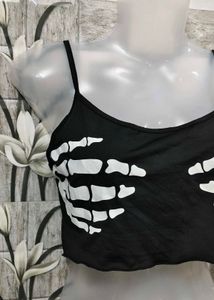 Skeleton Print Crop Top
