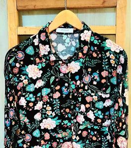 Multicolour Floral Print Cotton Shirt Size-38