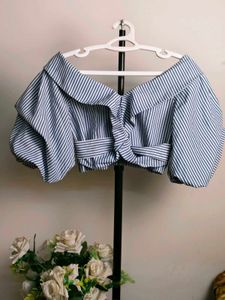 Striped Off-Shoulder Crop Top