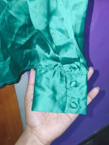 Emerald Green Satin Blouse