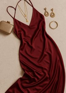 NEWME - ✨ Elegant Burgundy Satin Maxi Dress 💃🌹