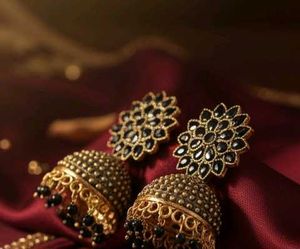 Black Stone Jhumka Earrings