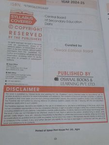 OSWAAL CLASS 10 Math Standard Sample Paper