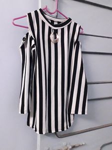 Striped Cold Shoulder Top