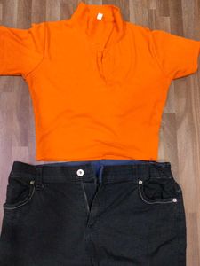 Orange Tee &amp; Jeans Set