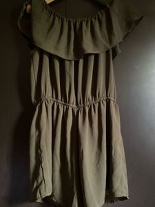 Olive Green Off-Shoulder Romper