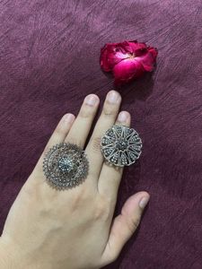 Statement Silver Rings - Boho Chic ( Pair)