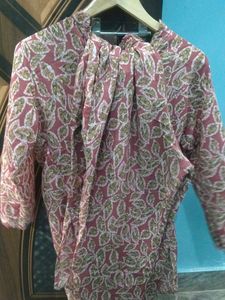 Blue &amp; Beige Print Blouse