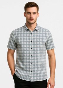 Patterned Grey Net Shirt