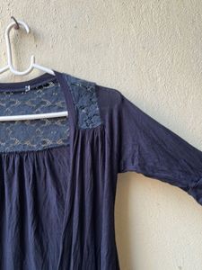 Lace Detail Black Cardigan