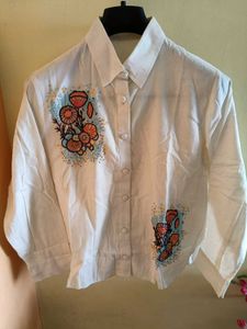 Embroidered Floral Button-Down Shirt