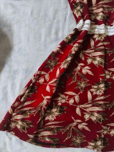 crimson red-white floral mini summer dress 🍒