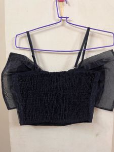 Chic Black Bow Crop Top