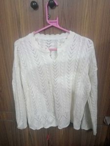 Korean White Knit Sweater Top