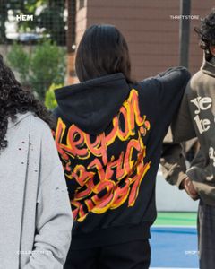 BJHG Black Graphic Print Hoodie