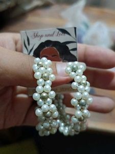 Pearl Beaded Hoop Earrings
