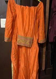 Orange Embellished Salwar Kameez Suit