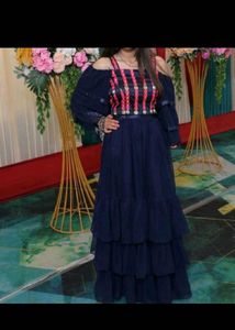 Navy Blue Tiered lehenga