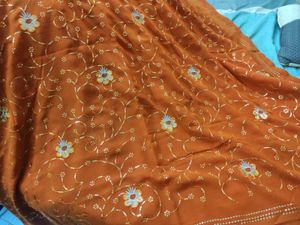 Orange Floral Saree