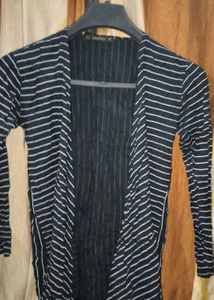Striped Open Front Cardigan