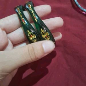 Beautiful Green And Marron Bangles