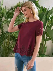 Burgundy/Wine Colour Laser Cut Top