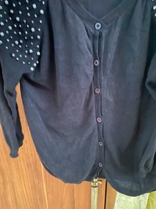 Pearl Studded Black Sweat Shirt