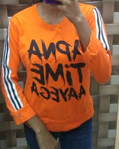 Apna Time Aayega Orange Full Sleeve T-shirt
