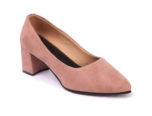 Suede Block Heel Pumps