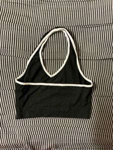 Black &amp; White Halter Crop Top