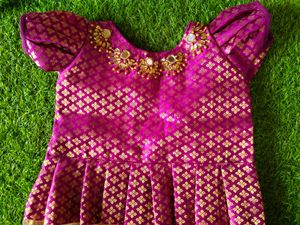 Maggam Work Pattu Pavadai Blouses For Kids
