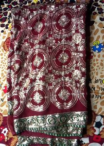 Heavy Work Brown Saree😍😍