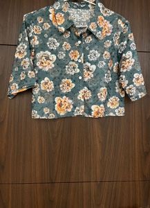 Hakoba Cotton Floral Cropped Shirt (New Launch)
